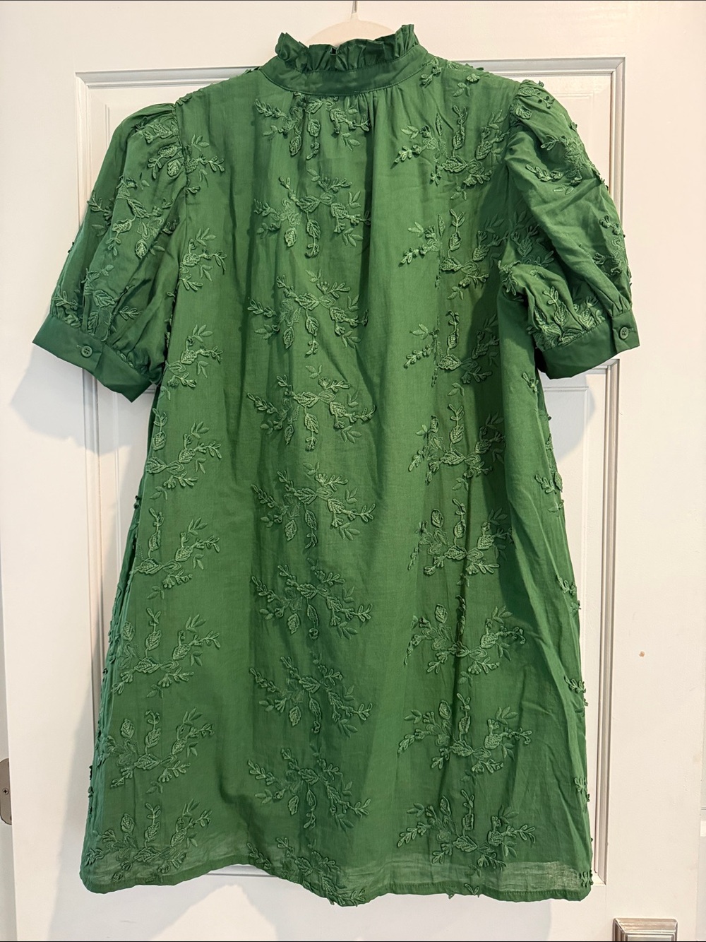 entro Green Embroidered Puff-Sleeve Mini Dress - Picture 2 of 2
